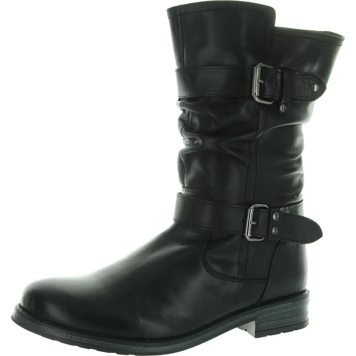 Womens Slouchy Leather Motorcycle Boots