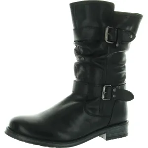 Womens Slouchy Leather Motorcycle Boots