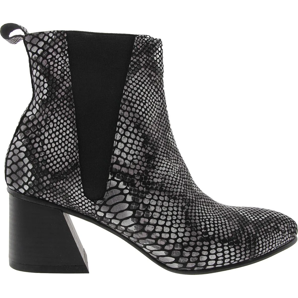 Womens Snake Print Leather Ankle Boots