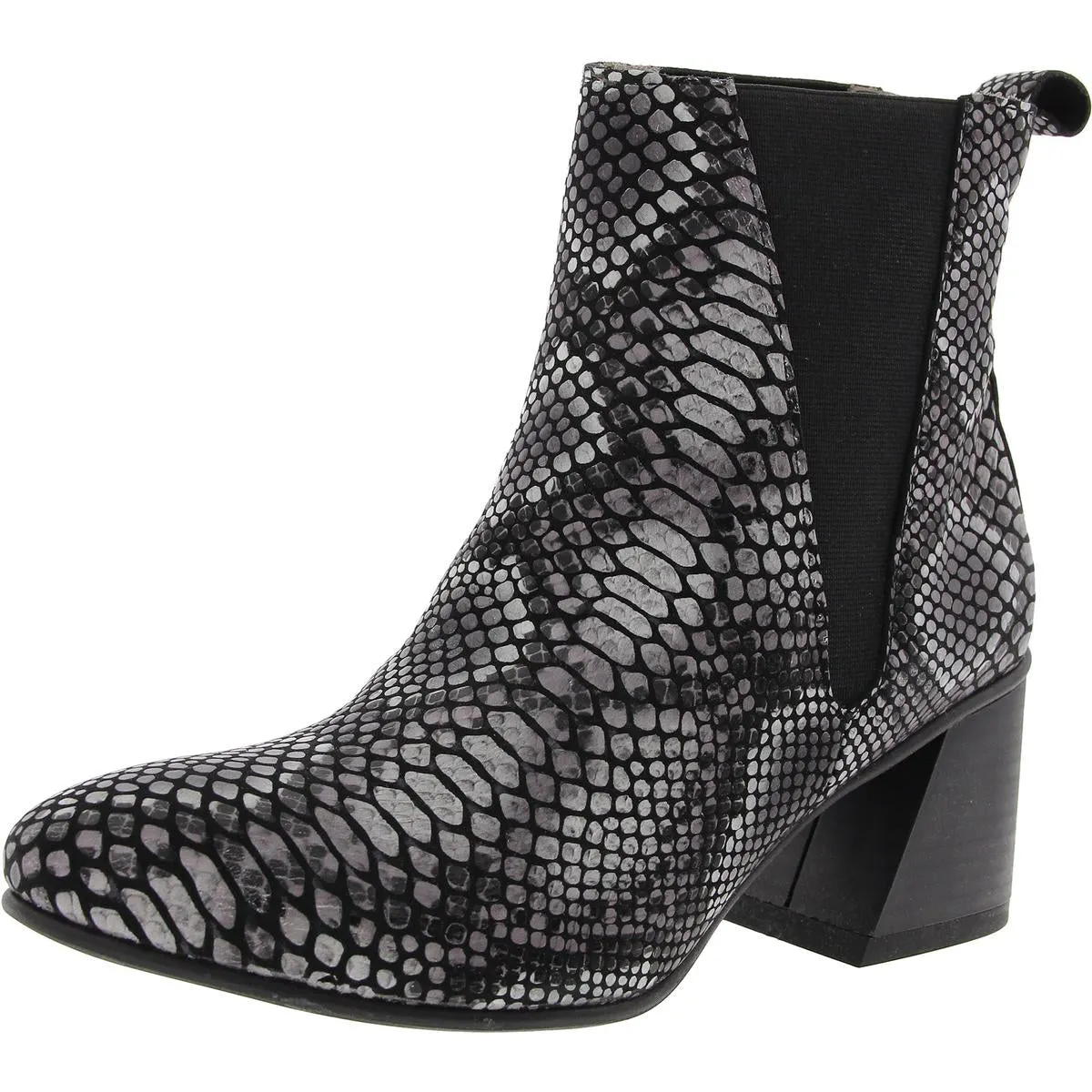 Womens Snake Print Leather Ankle Boots