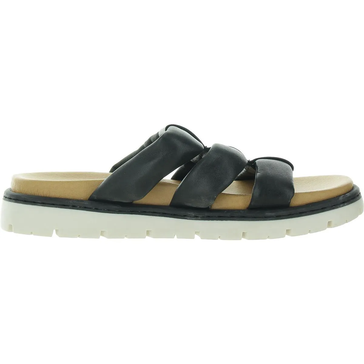 Womens Solid Leather Slide Sandals