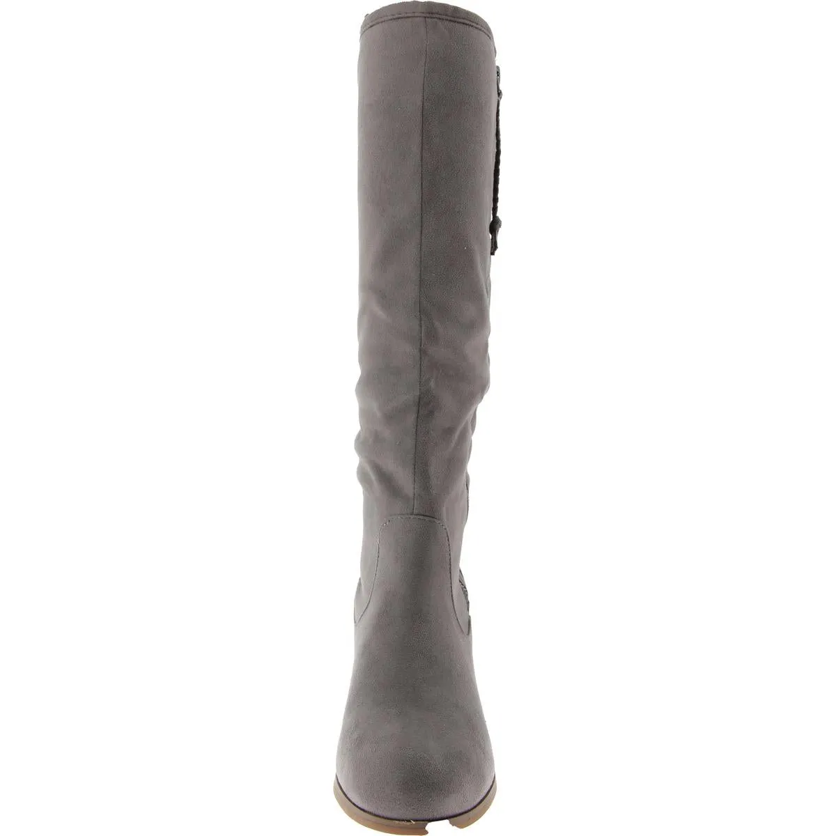 Womens Suede Block Heel Knee-High Boots