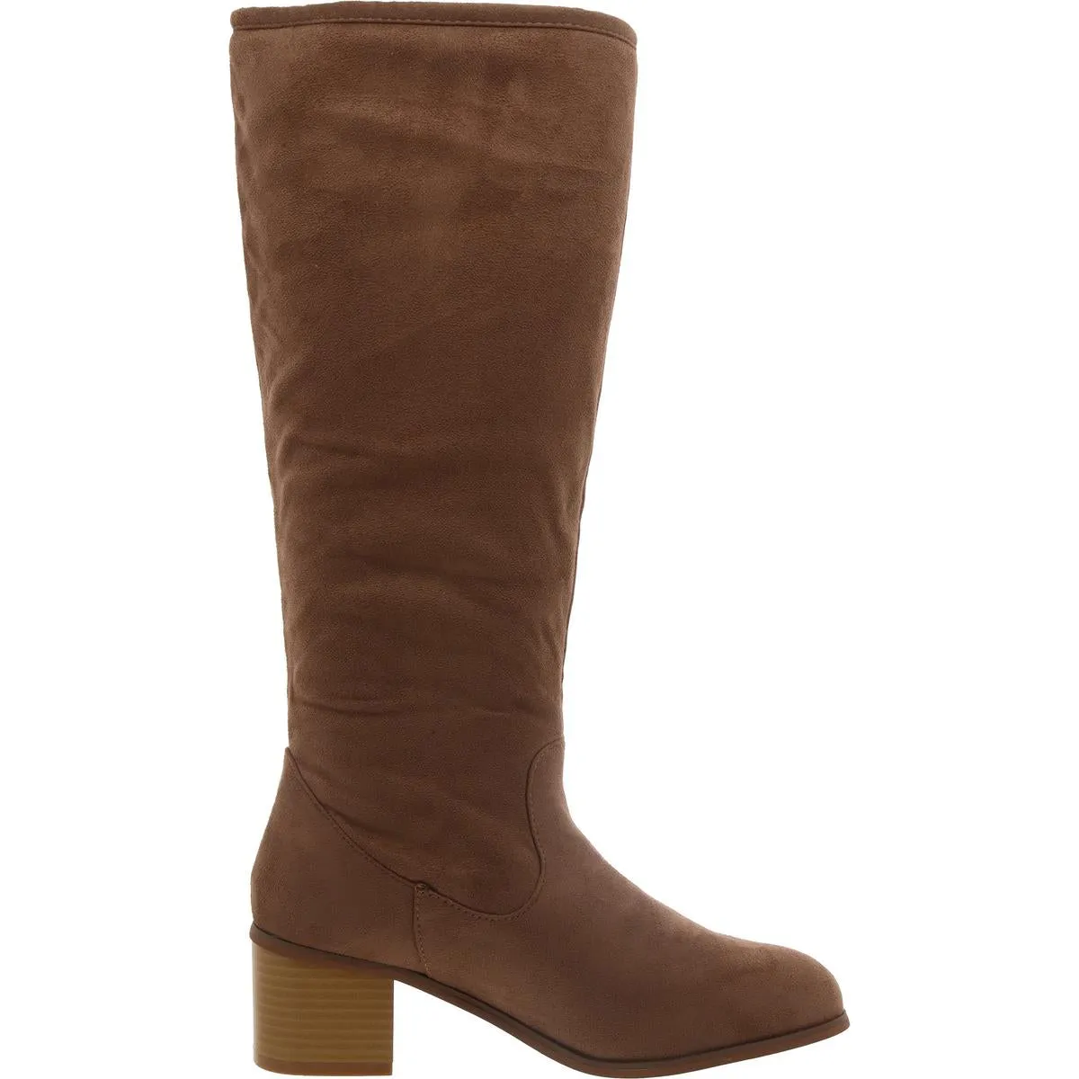 Womens Suede Block Heel Knee-High Boots