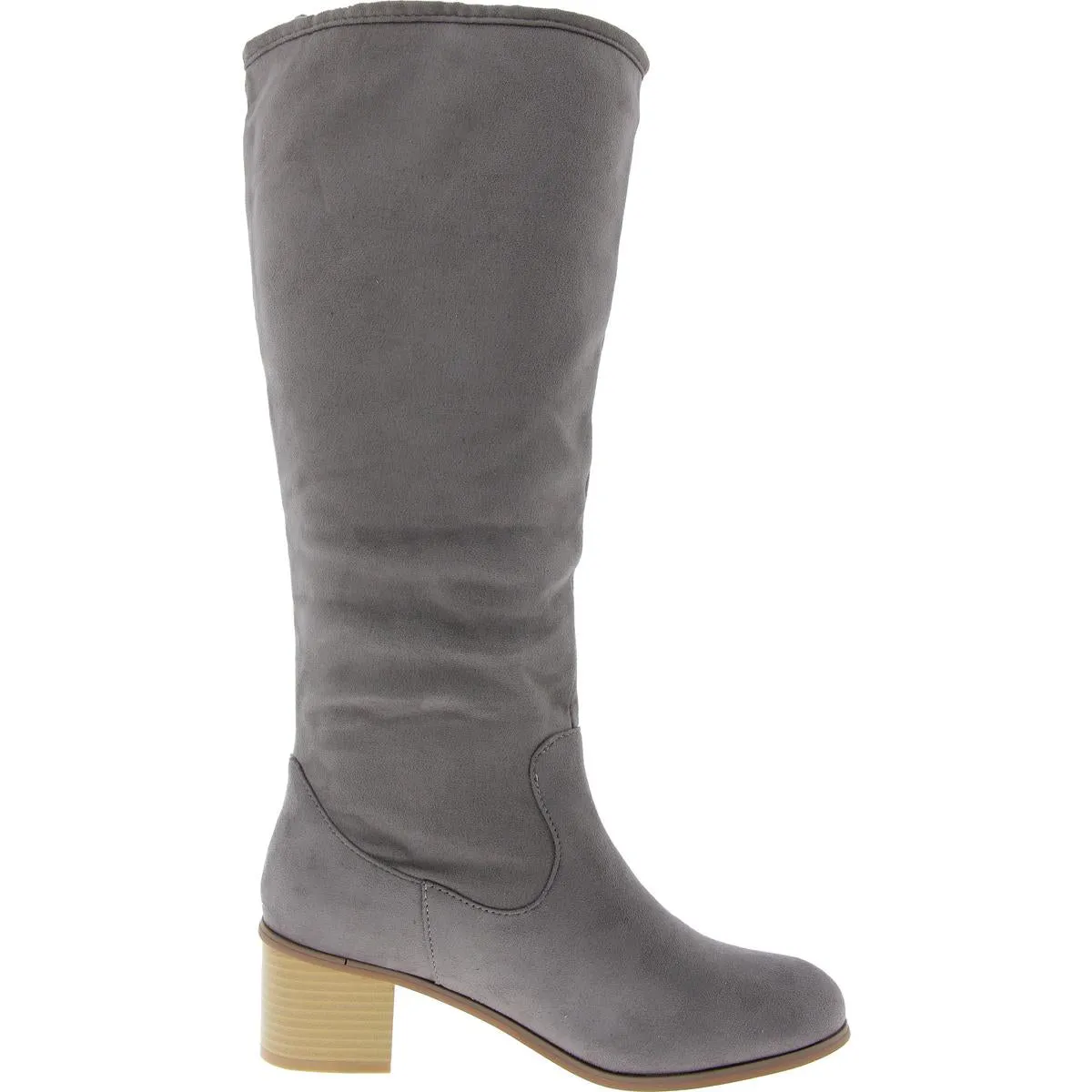 Womens Suede Block Heel Knee-High Boots