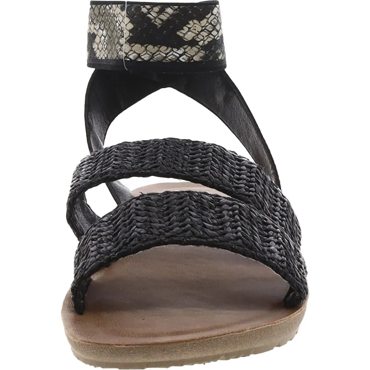 Womens Woven Embossed Ankle Strap