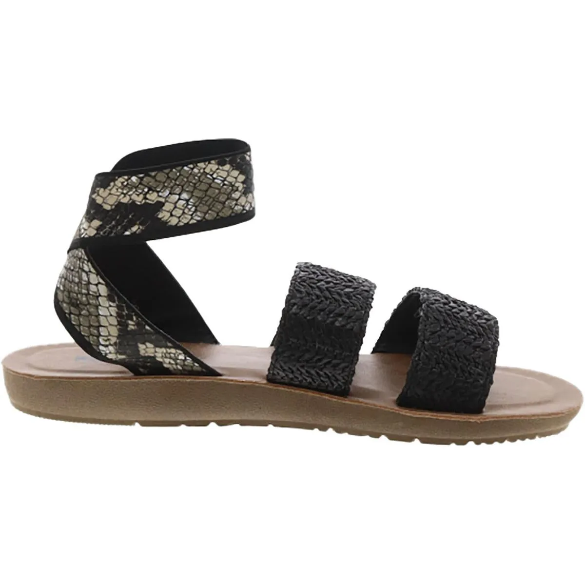 Womens Woven Embossed Ankle Strap