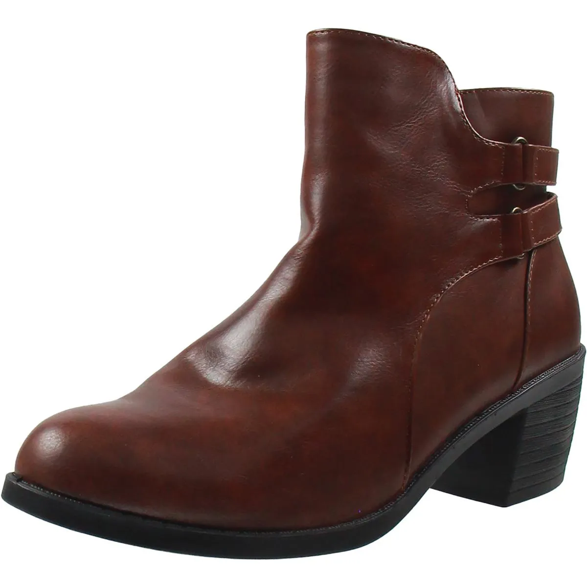 Womens Zipper Faux Leather Booties