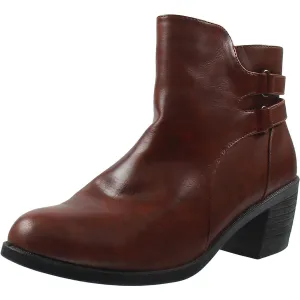 Womens Zipper Faux Leather Booties
