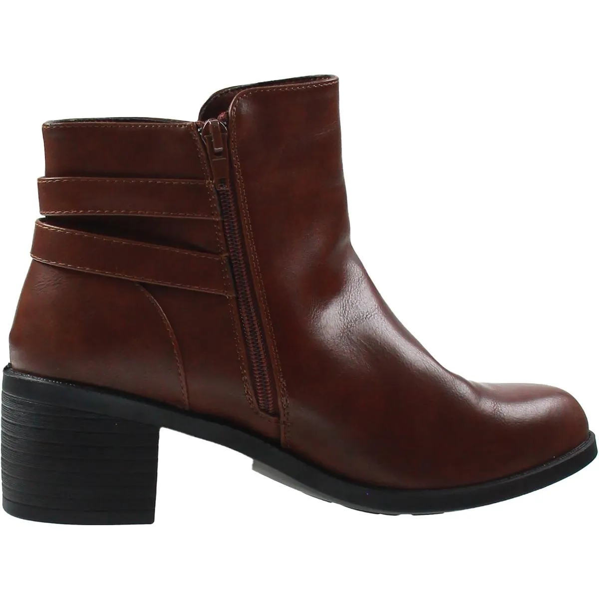 Womens Zipper Faux Leather Booties