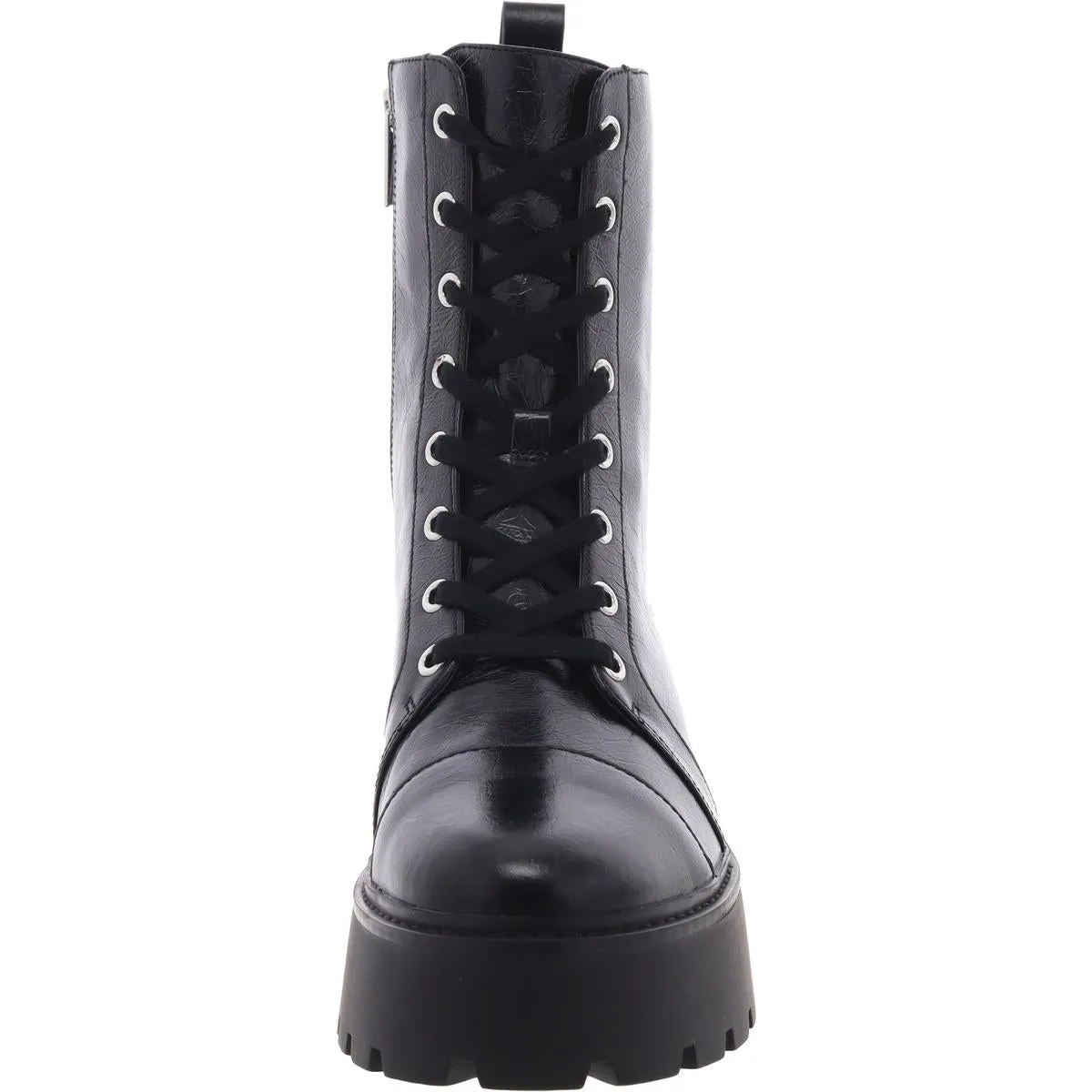 Womens Zipper Leather Combat & Lace-Up Boots