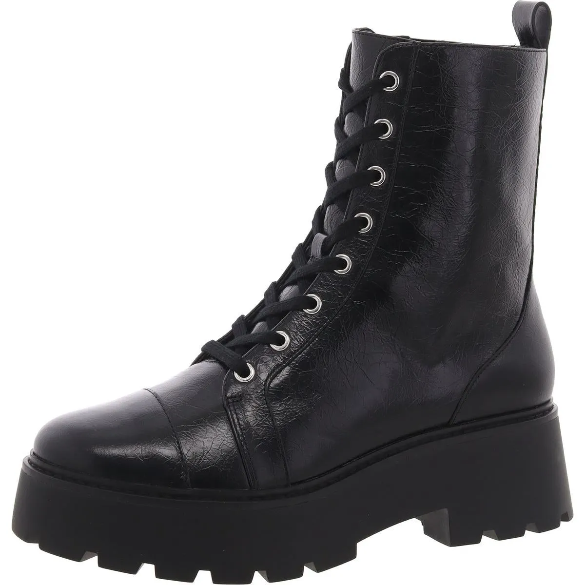 Womens Zipper Leather Combat & Lace-Up Boots
