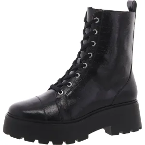 Womens Zipper Leather Combat & Lace-Up Boots