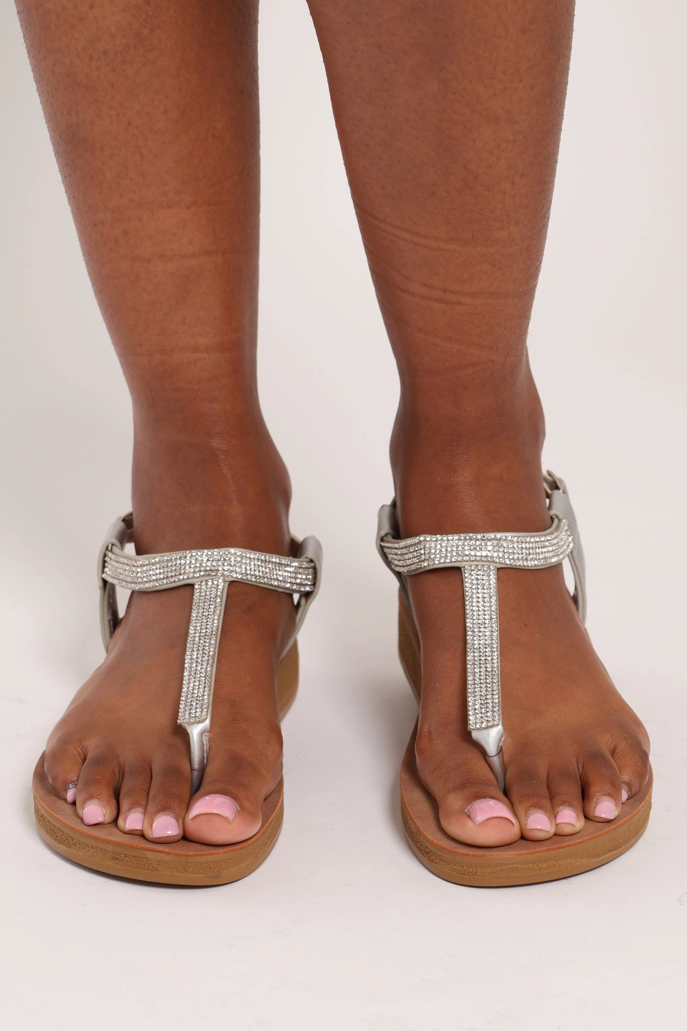 Yana Comfort Sole T-Strap Ankle Strap Sandal - Silver