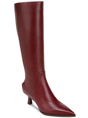 Yulia Womens Leather Pointed Toe Knee-High Boots