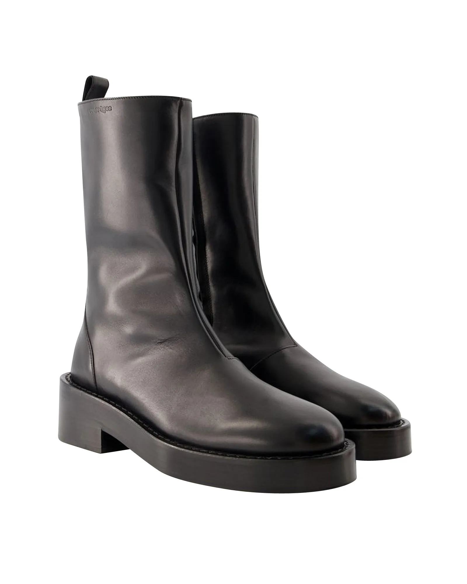 Zipped Ankle Boots - Courreges - Leather - Black